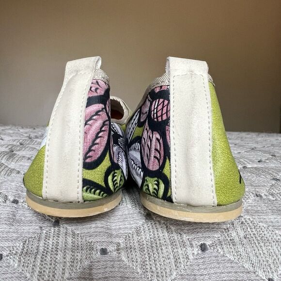 Rockit “White Rabbit” Green Printed Leather Ballet Flat Shoes Women EU 38 US 7.5 - Picture 10 of 16